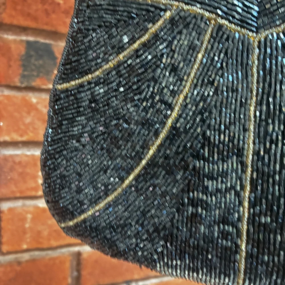 Henry Birks Vintage Beaded Evening Bag Black Hand-Beaded Purse Formal Cocktail - Picture 4 of 16